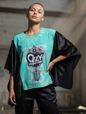 Upcycled Ozzy Osbourne Graphic Tee - Green and Black